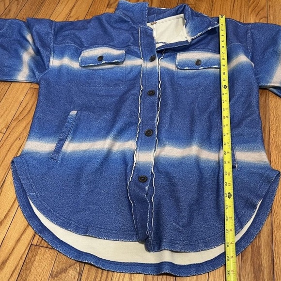Free People Oversized Blue Printed Ruby Jacket Shacket Size Small - Picture 5 of 6